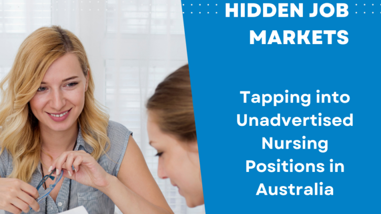 Exploring hidden job markets. Tapping into Unadvertised Nursing Positions in Australia. Two ladies talking. IHR Group logo. www.ihrgroup.com.au